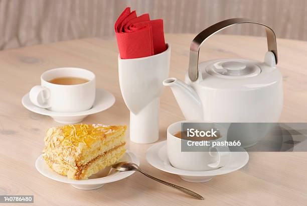 Two Cups Of Tea Stock Photo - Download Image Now - Cake, Cup, Dessert - Sweet Food