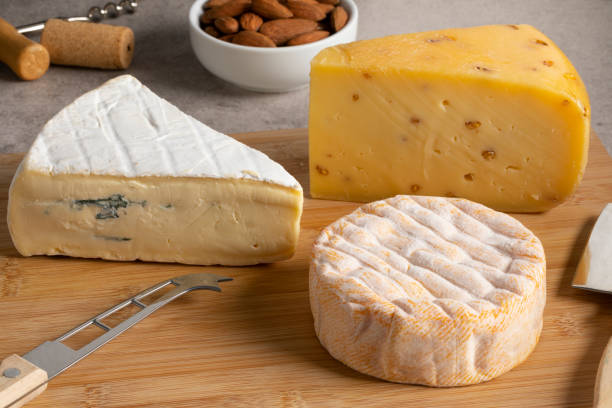 istock Cheese platter with a variation of cheese  close up 1407865393
