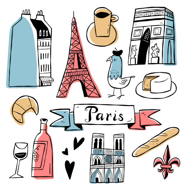 ilustrații de stoc cu paris doodles - cultură franceză