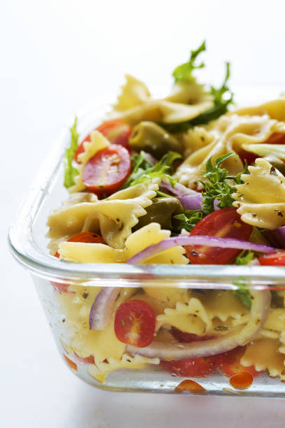 close up of pasta salad