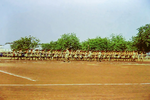 Accra, Ghana - 6th March 1959: Soldiers of the newly formed Ghana Regiment on parade on Independence Day in Accra, Ghana, 6 March 1959