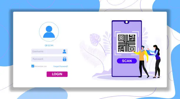 Vector illustration of QR code scanning vector illustration concept, people use smartphone and scan qr code for payment and everything, can use for, landing page, template, ui, web, mobile app, poster, banner, flyer