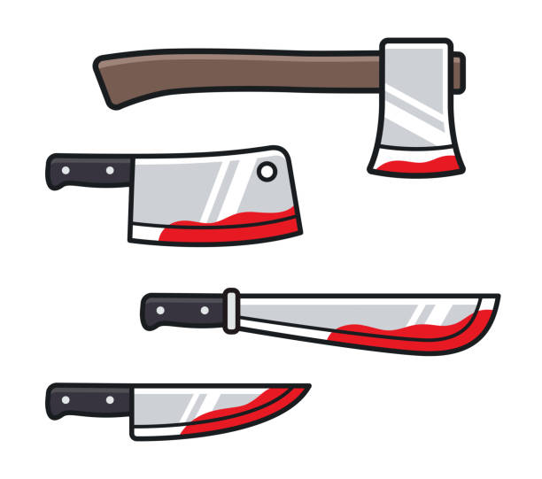 40 Bloody Butcher Knife Cartoon Illustrations & Clip Art - iStock