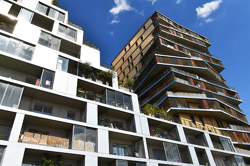 Paris, France-07 05 2022: Modern residential buildings in the 13th arrondissement of Paris, France.