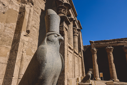 Luxor Temple, Egypt - July 23, 2022: The Luxor Temple is a large Ancient Egyptian temple complex located on the east bank of the Nile River in the city today known as Luxor (ancient Thebes) and was constructed approximately 1400 BCE. In the Egyptian language it was known as ipet resyt, \