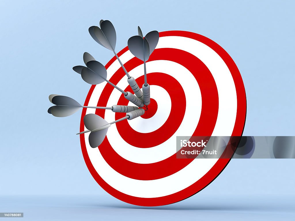 3 D 다트 중앙에 과녁 가시에 대한 스톡 사진 및 기타 이미지 - 가시, 겨냥, 과녁 - iStock