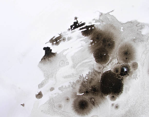 istock watercolor black paint Abstract art background texture watercolor on paper Modern design of posters, cards, invitations, wallpapers 1407880824