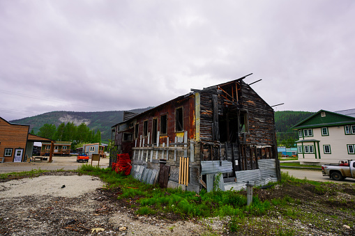 Goldrush heritage buildings in Dawson City Yukon
