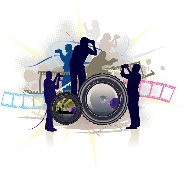 gläser kamera photographer - fotografieren grafiken stock-grafiken, -clipart, -cartoons und -symbole
