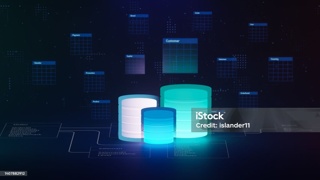 Multiple Database Is Placed On Relational Database Tables Concept Of ...