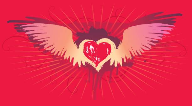 ilustrações de stock, clip art, desenhos animados e ícones de grunge coração com asas - disaffection
