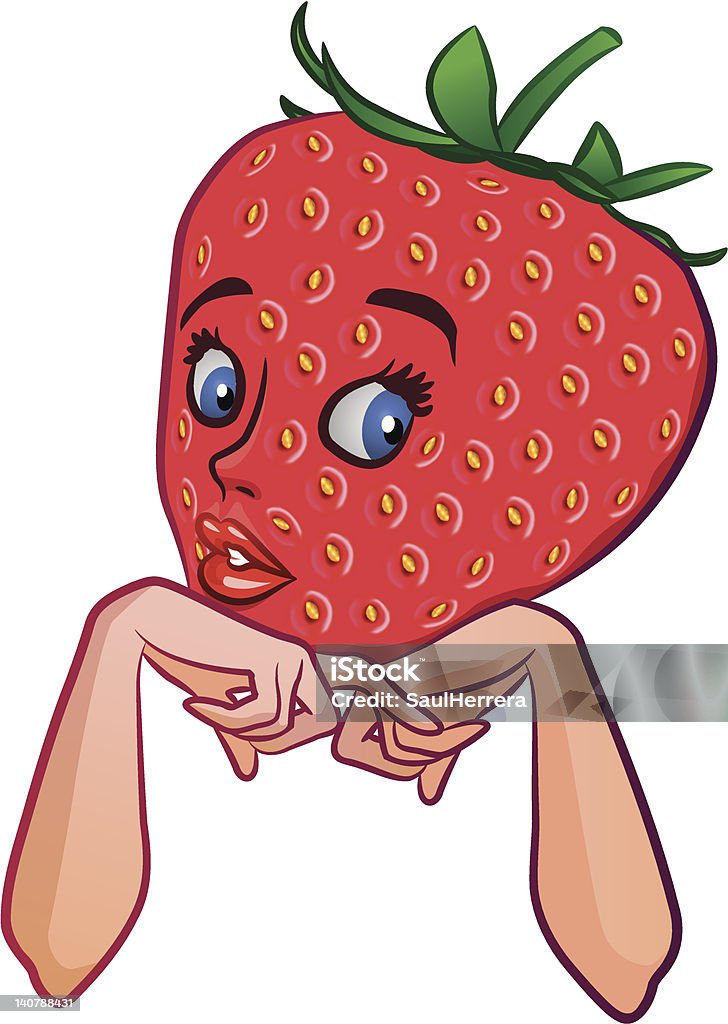 Fille aux fraises - clipart vectoriel de Fraise libre de droits