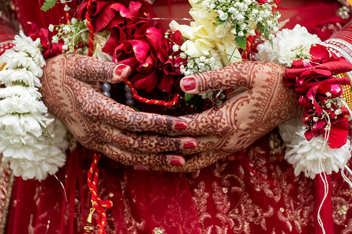 Hand decoration of an Indian bride