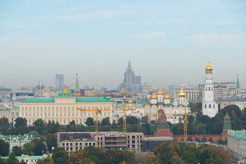 View of the Moscow downtown from the roof of the building