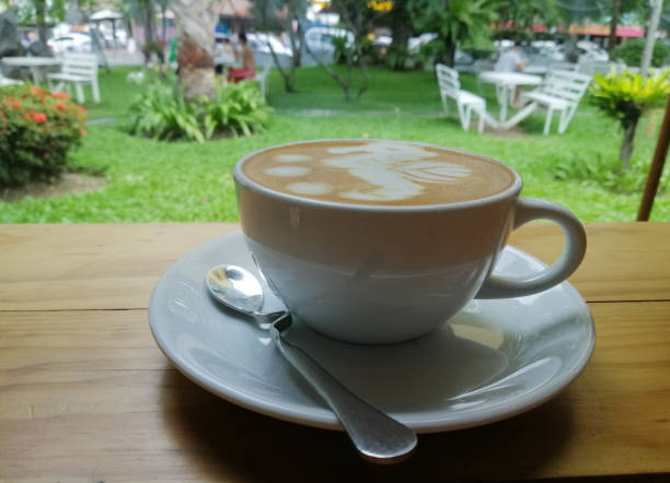 istock beautiful hot coffee cup on table.relax time 1407887191