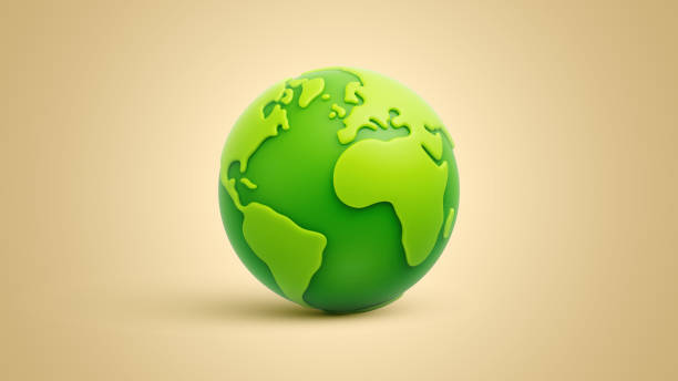 illustrations, cliparts, dessins animés et icônes de icône vectorielle cartoon planet earth 3d sur fond marron clair - sphere digitally generated image planet globe