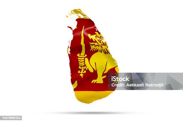 Sri Lankan Flag On A White Background Stock Photo - Download Image Now - Allegory Painting, Asia, Celebration