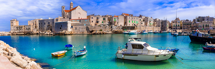 Traditional Italy. Atmosferic Puglia region with white villages and colorful fishing boats. Giovinazzo town, Bari province