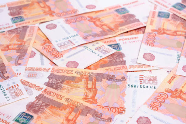istock Background, Russian rubles banknotes in denominations five thousand rubles. 1407889365