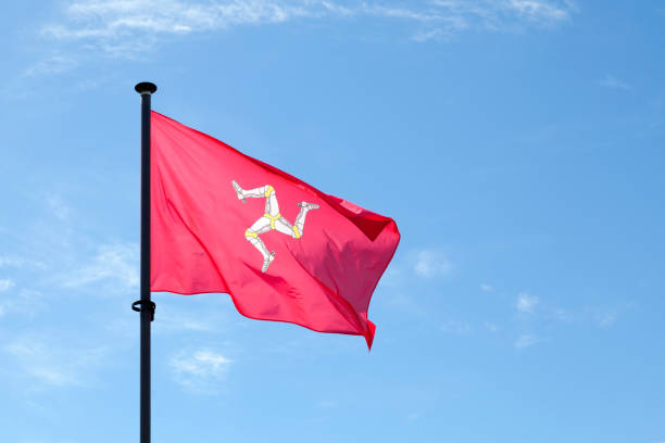 Flag of Mann waving