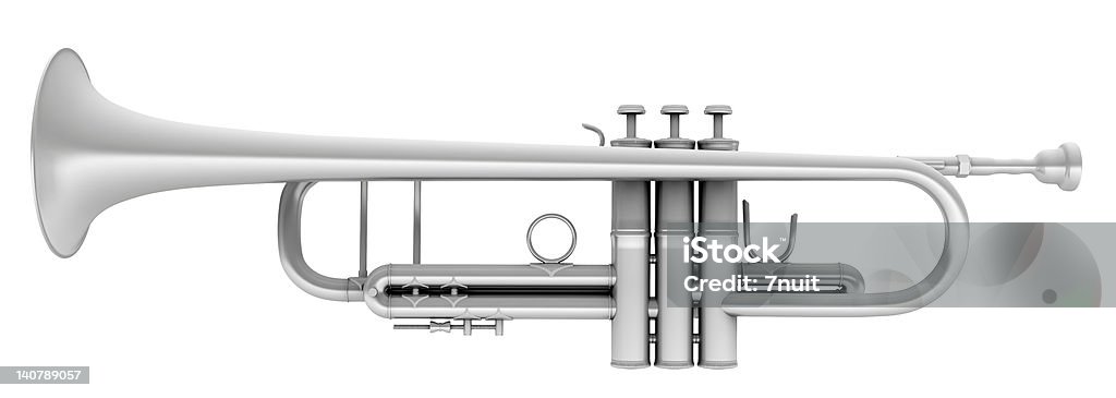 3 D de Metal de trompeta - Foto de stock de Trompeta libre de derechos