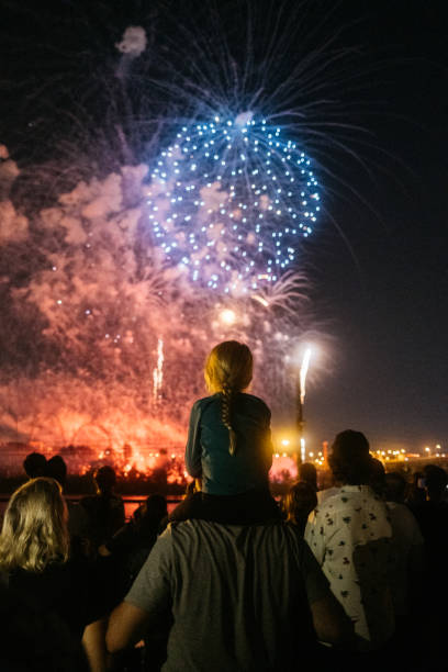 International Fireworks festival of Quebec stock photo