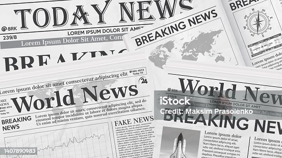 istock Newspaper. Realistic vector illustration background of the page headline and cover of old newspaper layout. 1407890983
