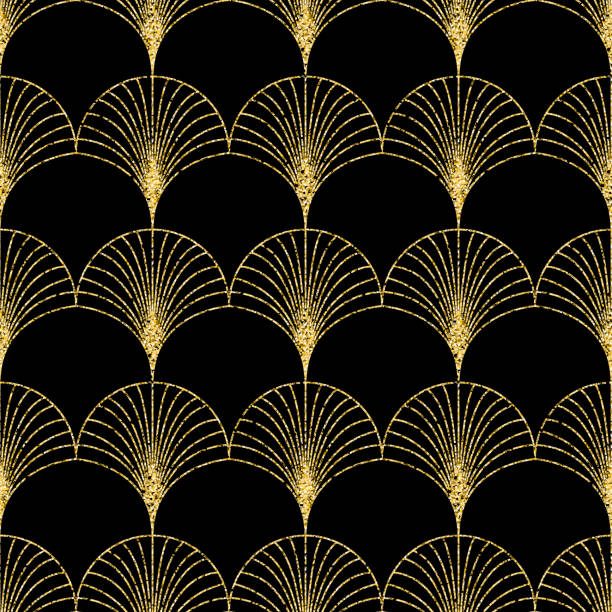 istock Golden seamless pattern with arch arabesque arabic shiny shining gold color background 1407891150