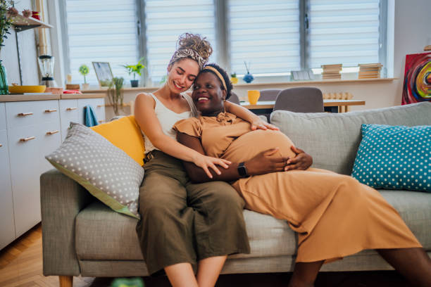 istock Two lesbian women expecting a baby together 1407895700