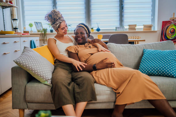istock Two lesbian women expecting a baby together 1407895742