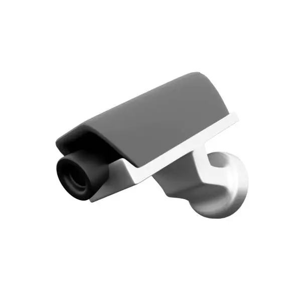 Photo of 3D render Security camera. White CCTV surveillance system. 3d render illustration isolated on white background