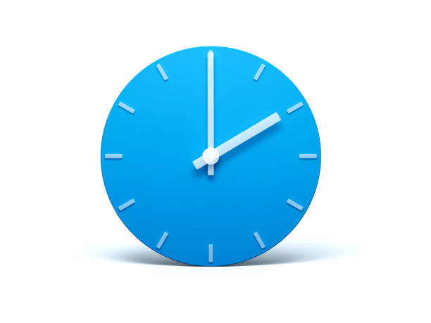 istock Blue wall Clock on isolated white background with Shadow 3d Illustration. 2 O'clock 1407896038