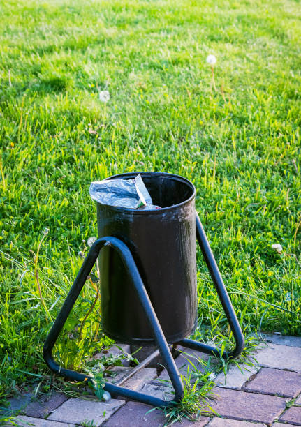 istock metal litterbin trash bin in parkland 1407897037