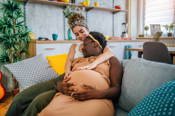 istock Two lesbian women expecting a baby together 1407897285