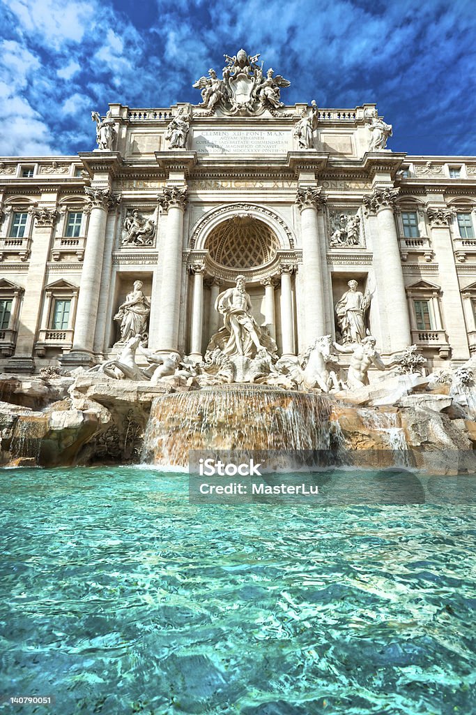 The Famous Trevi Fountain , rome, Italy. Wide angle view of The Famous Trevi Fountain, rome, Italy. Trevi Fountain Stock Photo