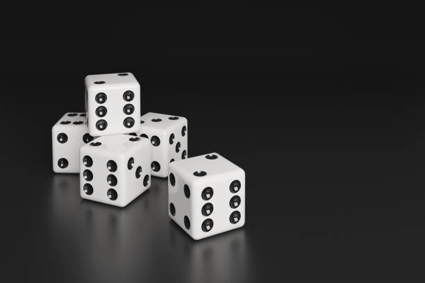 istock White dice isolated on dark background. 3d illustration. 1407901137