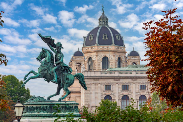 Architecture of Heldenplatz square in autumn, Vienna, Austria stock photo