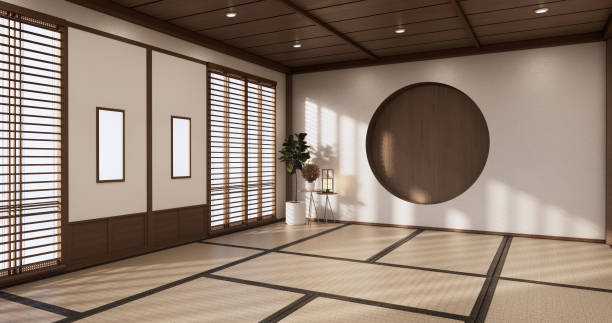 istock yoga interior design,cleaning minimalist room japan style. 3D rendering 1407903517
