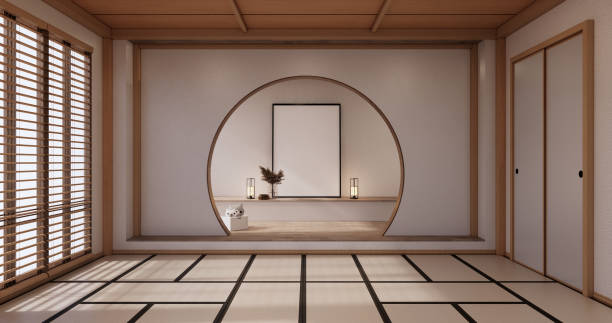 istock yoga interior design,cleaning minimalist room japan style. 3D rendering 1407903579