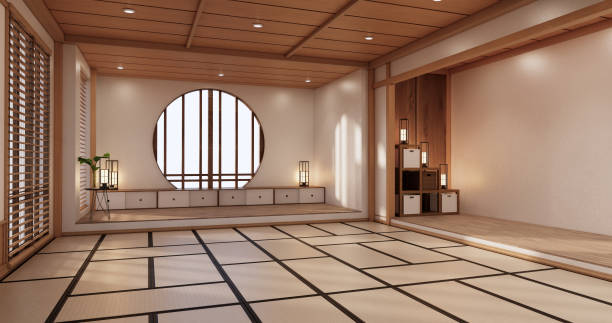 istock yoga interior design,cleaning minimalist room japan style. 3D rendering 1407903588