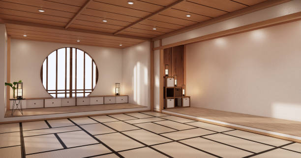 istock yoga interior design,cleaning minimalist room japan style. 3D rendering 1407903590