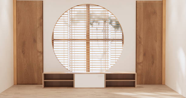 istock Japan room Minimal cabinet for tv interior wall mockup,3d rendering 1407904639