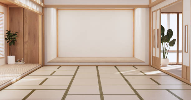 istock yoga interior design,cleaning minimalist room japan style. 3D rendering 1407904642