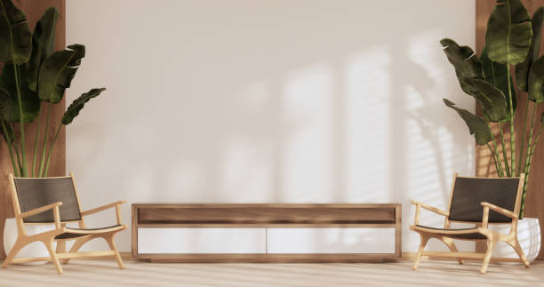 istock Japan room Minimal cabinet for tv interior wall mockup,3d rendering 1407904714