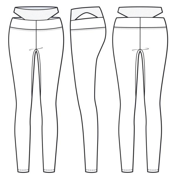Girls Leggings Pants Fashion Flat Sketch Template Womens Cutout Leggings  Pants Fashion Flat Cad Sports Wear Fashion Design Set Stock Illustration -  Download Image Now - iStock