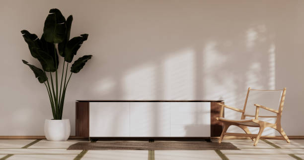 istock Japan room Minimal cabinet for tv interior wall mockup,3d rendering 1407905325