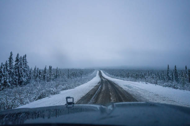 istock Yukon Highway after a snowstorm 1407910156