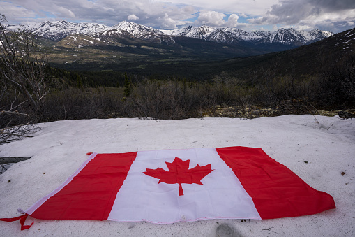 Tombstone national park and Canadian flag