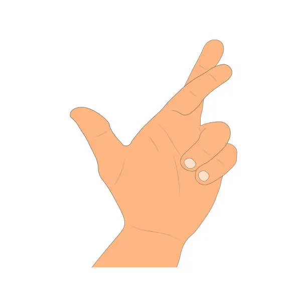 Vector illustration of Drawing cartoon human arm isolated on white background. Drawn hand gesture. Art style - vector illustration