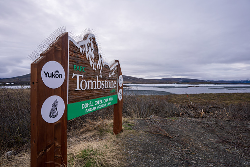 Entrance sign to Tombstone Park along the Dempster Highway